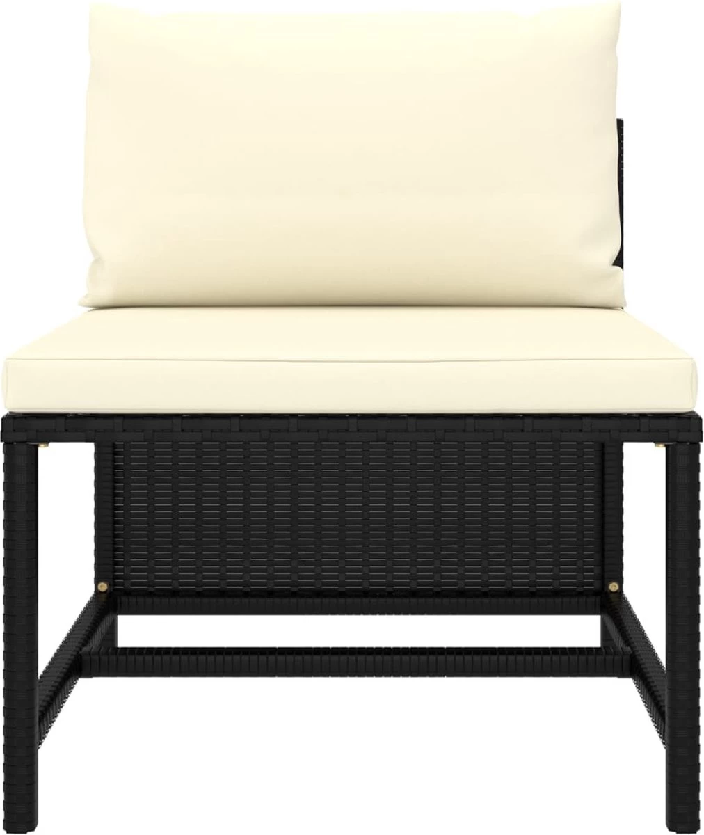 VidaXL 4-delige Loungeset Met Kussens Poly Rattan Zwart - Afbeelding 11