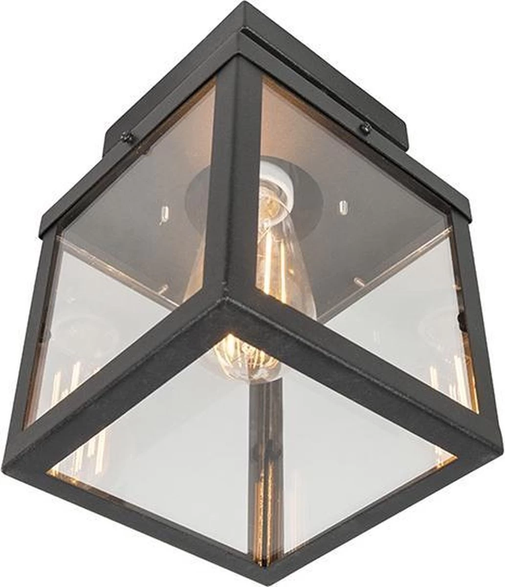 QAZQA Rotterdam - Moderne Plafondlamp Voor Buiten - 1 Lichts - L 160 Mm - Zwart - Buitenverlichting
