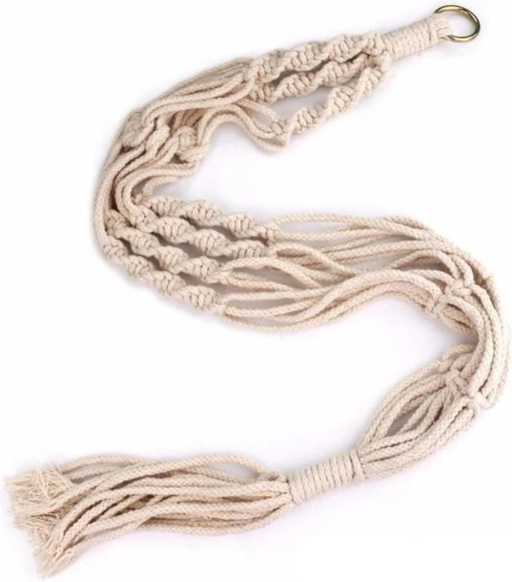 Merkloos Plantenhanger Macramé - Luxe Gevlochten Touw Katoen - 2 Stuks - Plantenpot Ophangen - Afbeelding 2