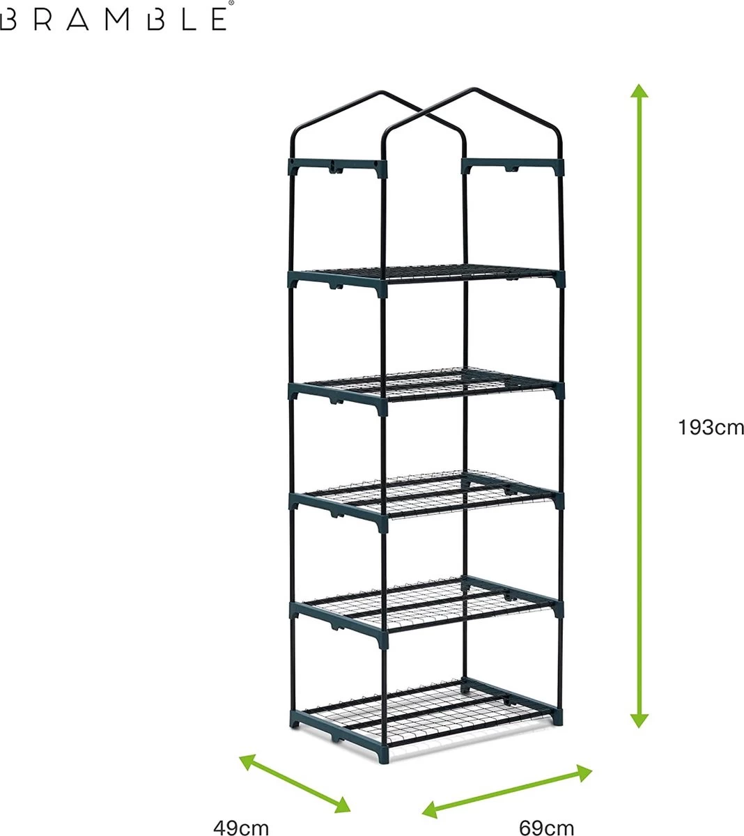 Bramble - Tuinkassen - 5 Lagen - Miniserre - Draadplanken - Gemakkelijk Te Monteren - 69 X 49 X 193 Cm - Afbeelding 9