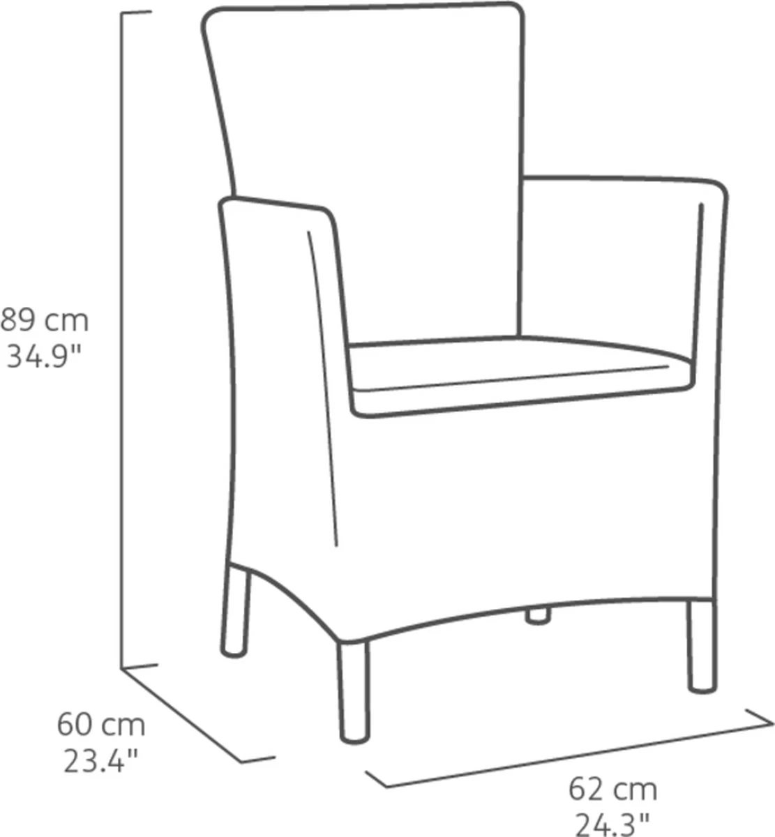 Allibert Iowa Tuinstoel - 60x62x89cm – Grafiet - Afbeelding 2