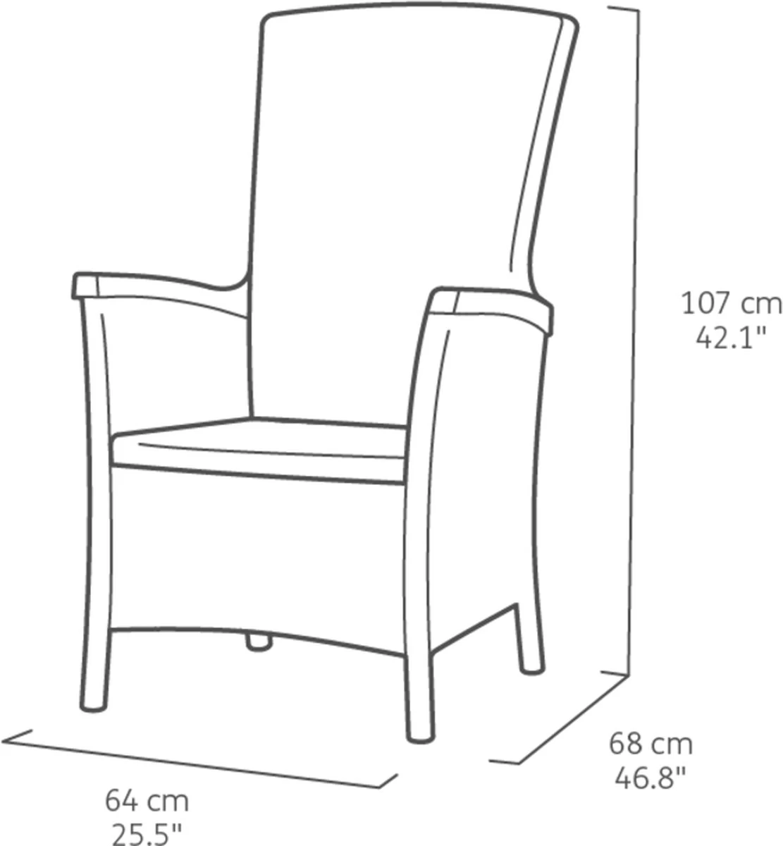 Allibert Vermont Verstelbare Tuinstoel - 64x68x107cm - Grafiet - Afbeelding 4