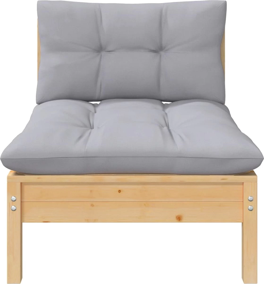 VidaXL 3-delige Loungeset Met Grijze Kussens Massief Grenenhout - Afbeelding 3