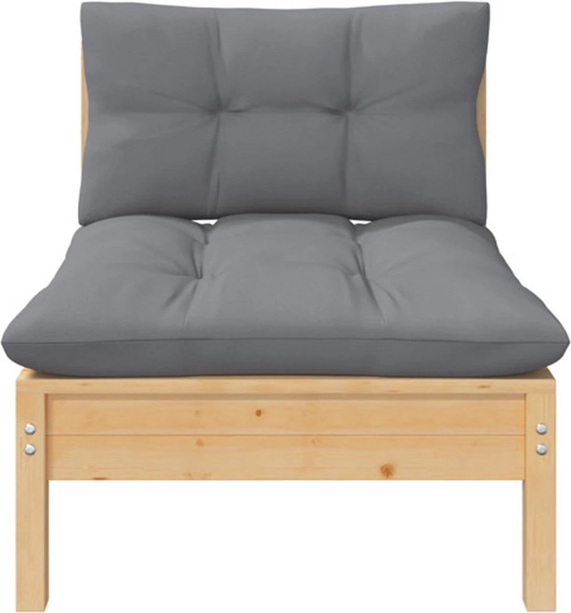 VidaXL 3-delige Loungeset Met Grijze Kussens Massief Grenenhout - Afbeelding 11