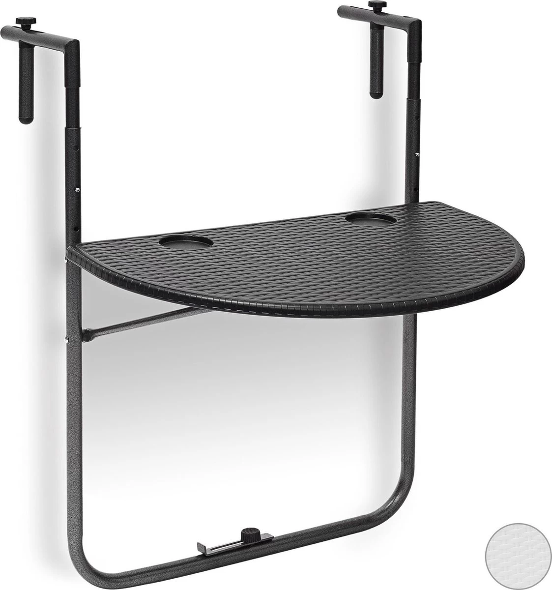 Relaxdays Balkontafel Inklapbaar, Balkon Tafel Rotan, Hangtafel Reling - Zwart - Afbeelding 15