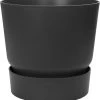 Elho Greenville Rond 30 - Grote Bloempot Voor Buiten - Gemaakt Van Gereycled Plastic - Ø 29.5 X H 27.8 Cm - Living Black