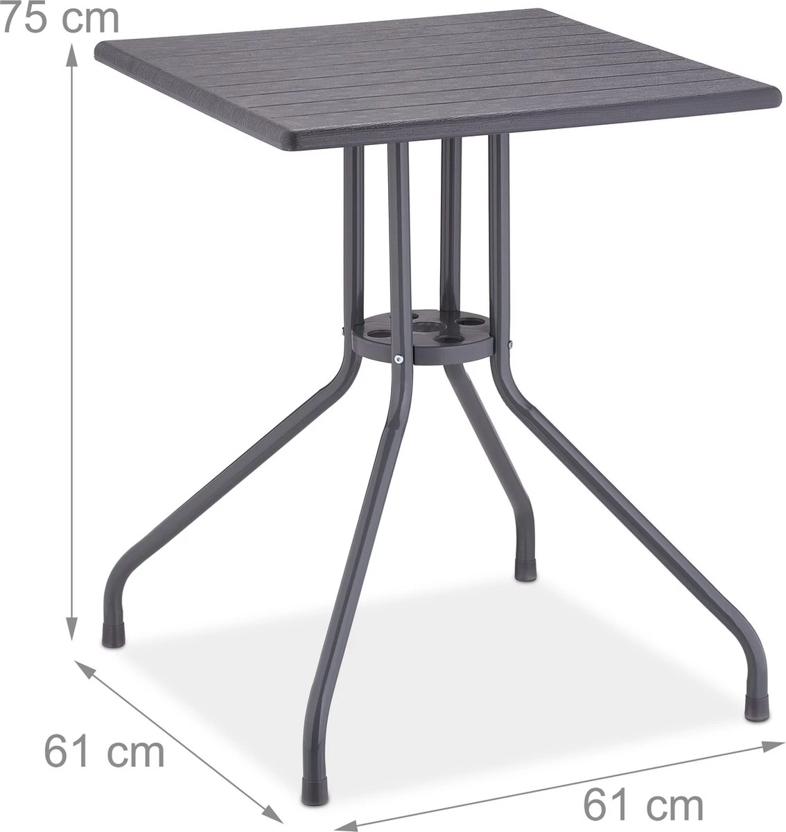 Relaxdays Tuintafel Vierkant - Buitentafel - Kleine Eettafel Tuin - Balkontafel Kunststof - Afbeelding 4