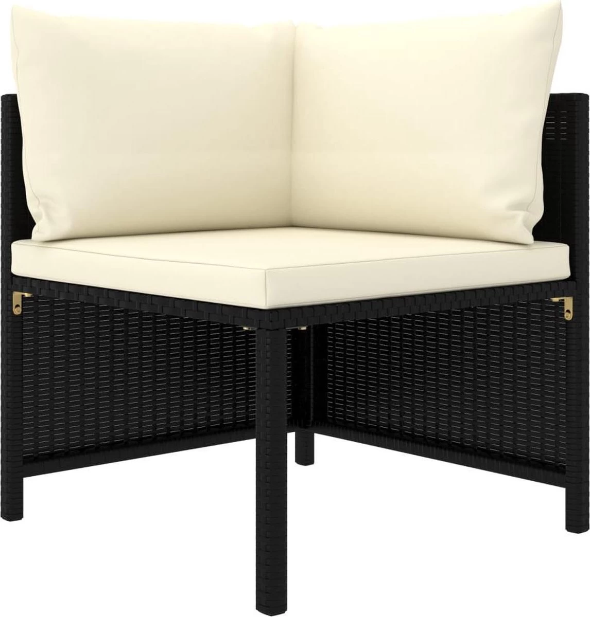 VidaXL 4-delige Loungeset Met Kussens Poly Rattan Zwart - Afbeelding 8