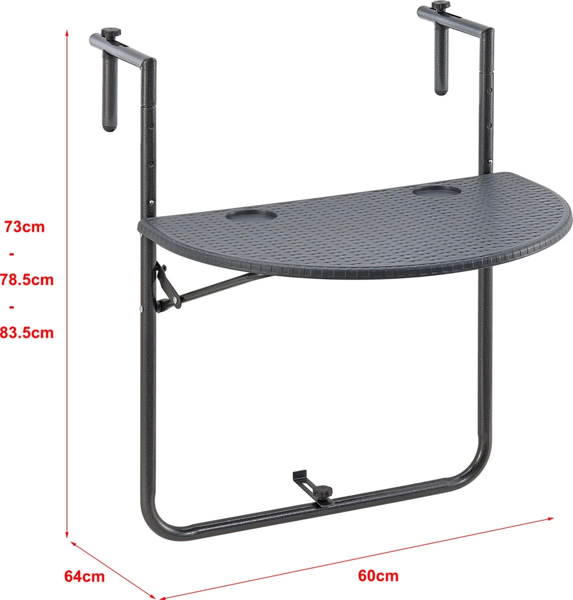 Balkontafel Cicala Inklapbaar 83,5x60x64 Cm Donkergrijs - Afbeelding 3