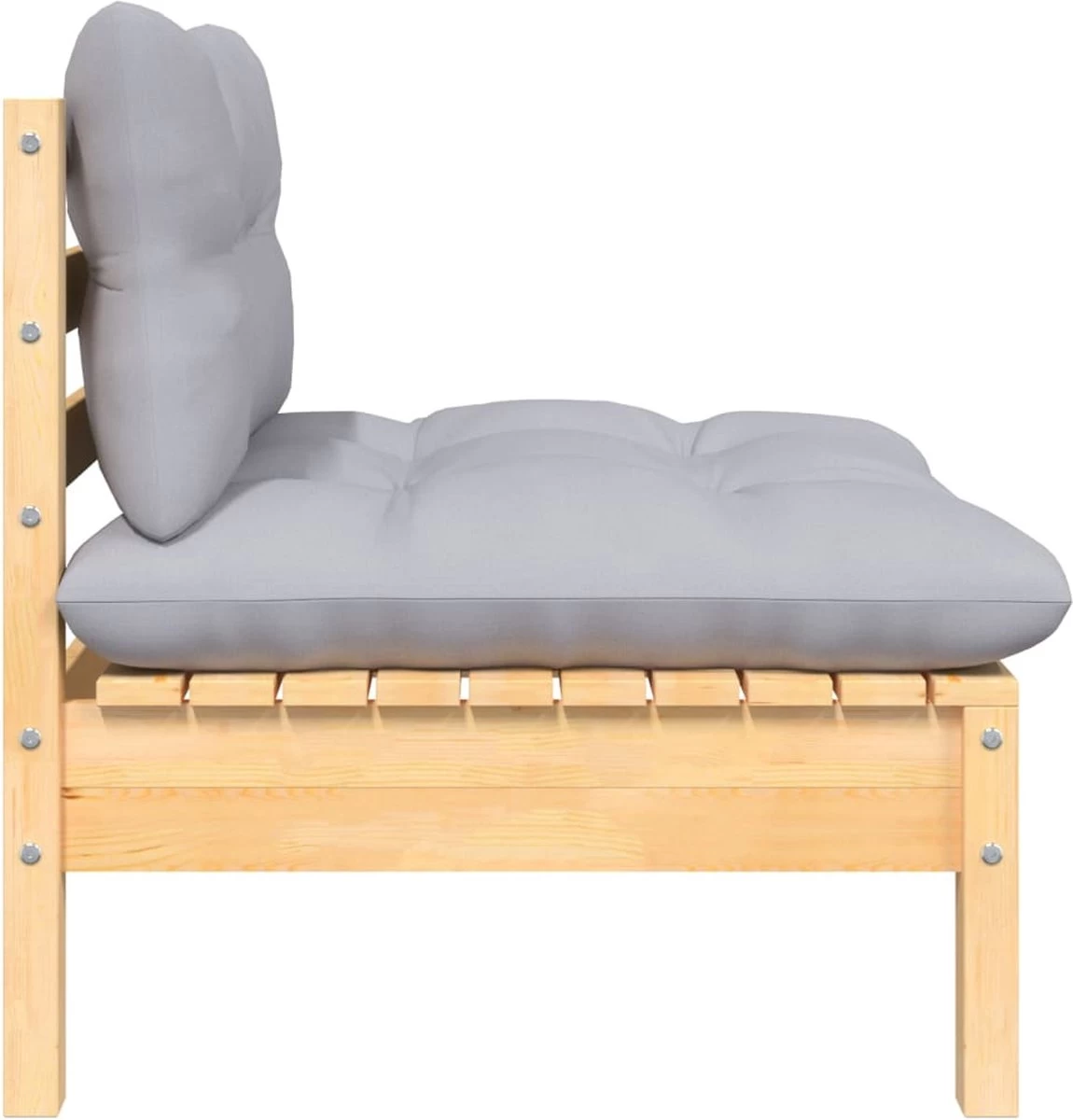 VidaXL 3-delige Loungeset Met Grijze Kussens Massief Grenenhout - Afbeelding 6