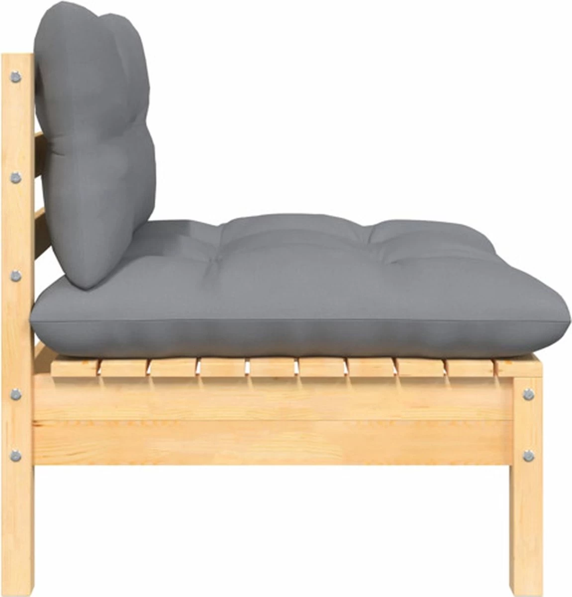 VidaXL 3-delige Loungeset Met Grijze Kussens Massief Grenenhout - Afbeelding 13