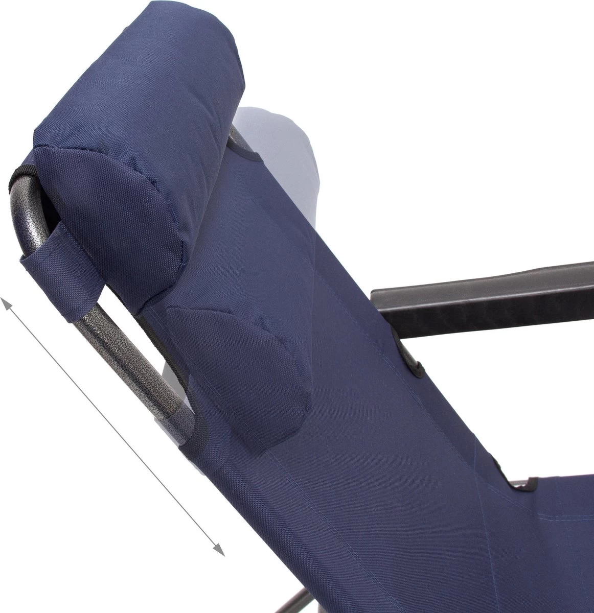 Relaxdays Ligstoel Inklapbaar - Ligbed Met Hoofdsteun - Strandstoel Verstelbaar - Camping - Donkerblauwe - Afbeelding 5