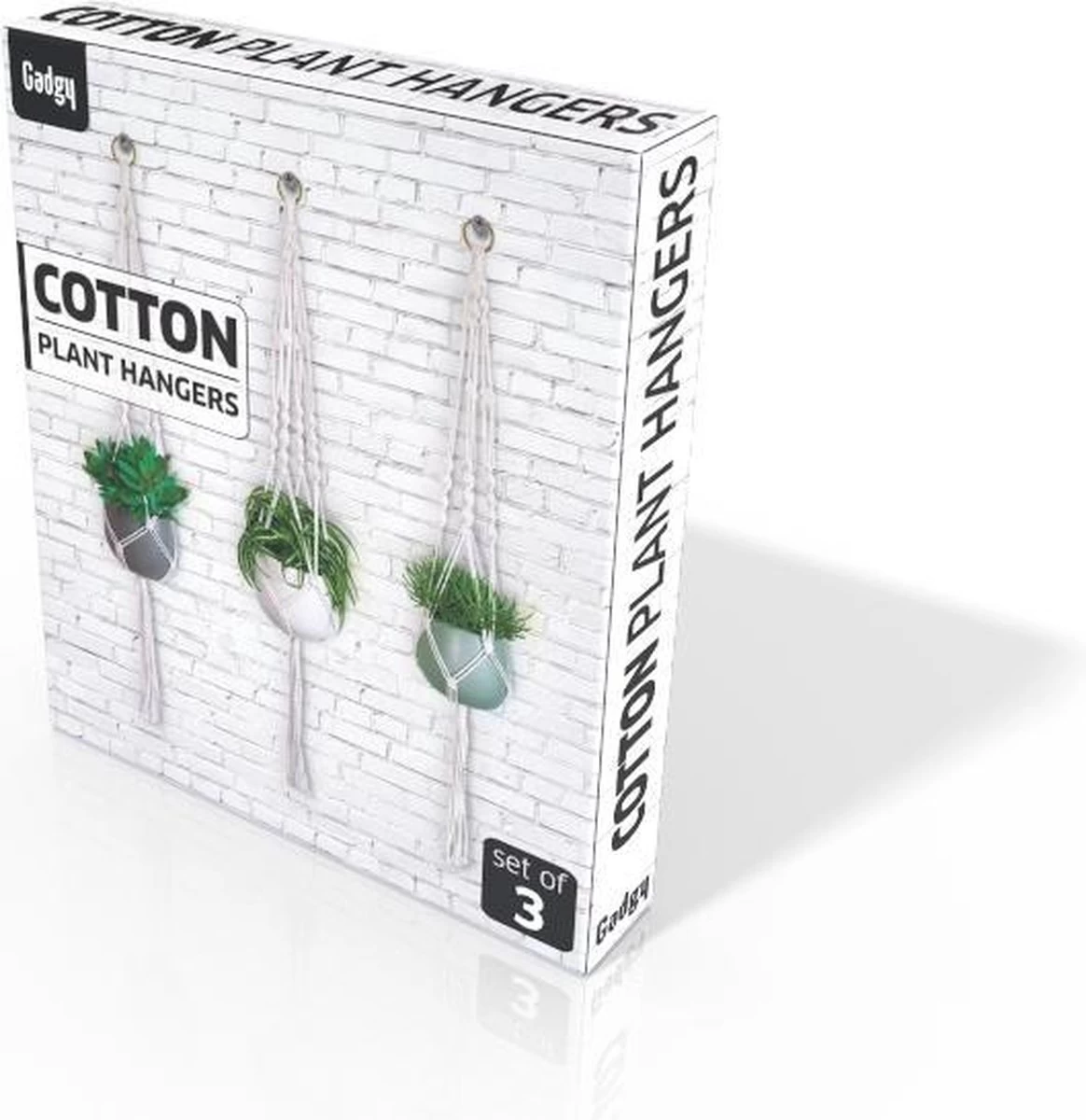 Gadgy Plantenhanger Macramé 3 Stuks - Luxe Gevlochten Touw Katoen - Plantenpot Ophangen - Hangpot - Afbeelding 8