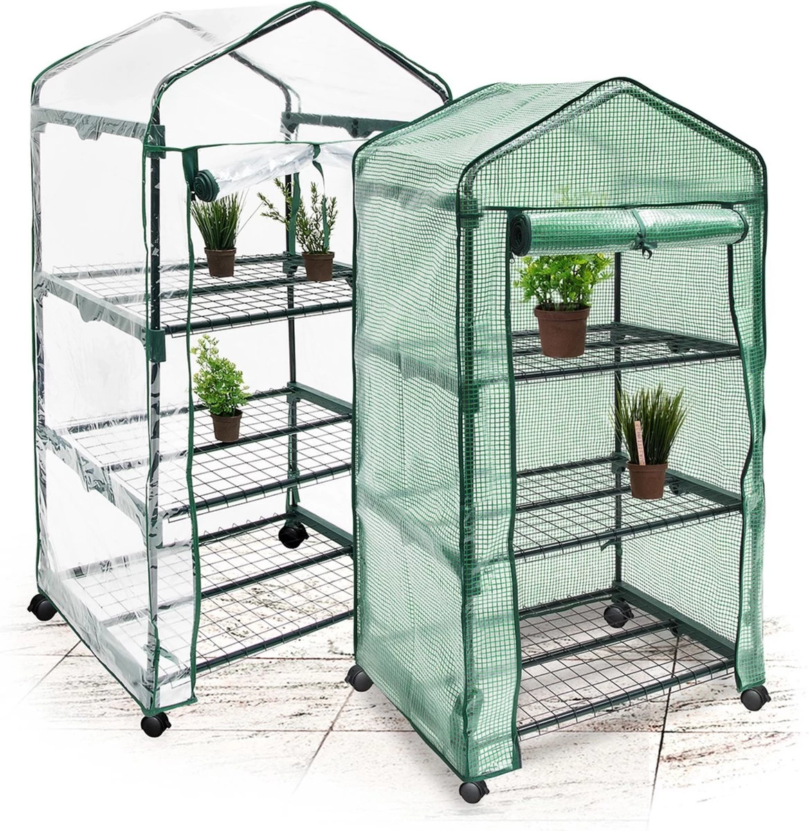 Relaxdays Kas Met Wielen - Tuinkas 3 Etages - Broeikas Kweekkas Tuin / Balkon 130 Cm Hoog - PE - Afbeelding 13