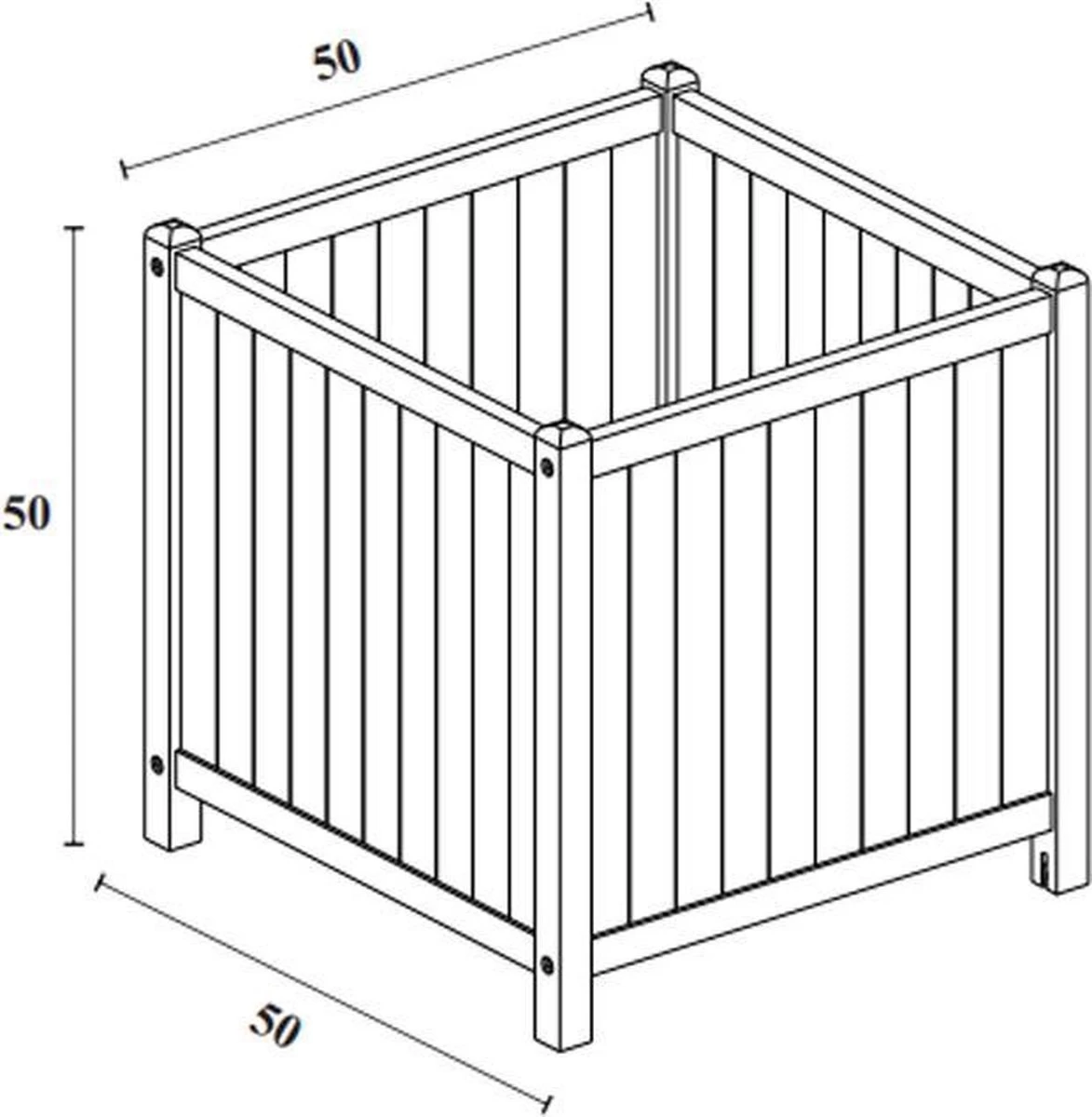 Houten Plantenbak Met Wieltjes 50x50 - Geolied Duurzaam FSC Acaciahout – Bloembak Buiten - Plantenbakken Buiten - Perfecthomeshop - Afbeelding 5