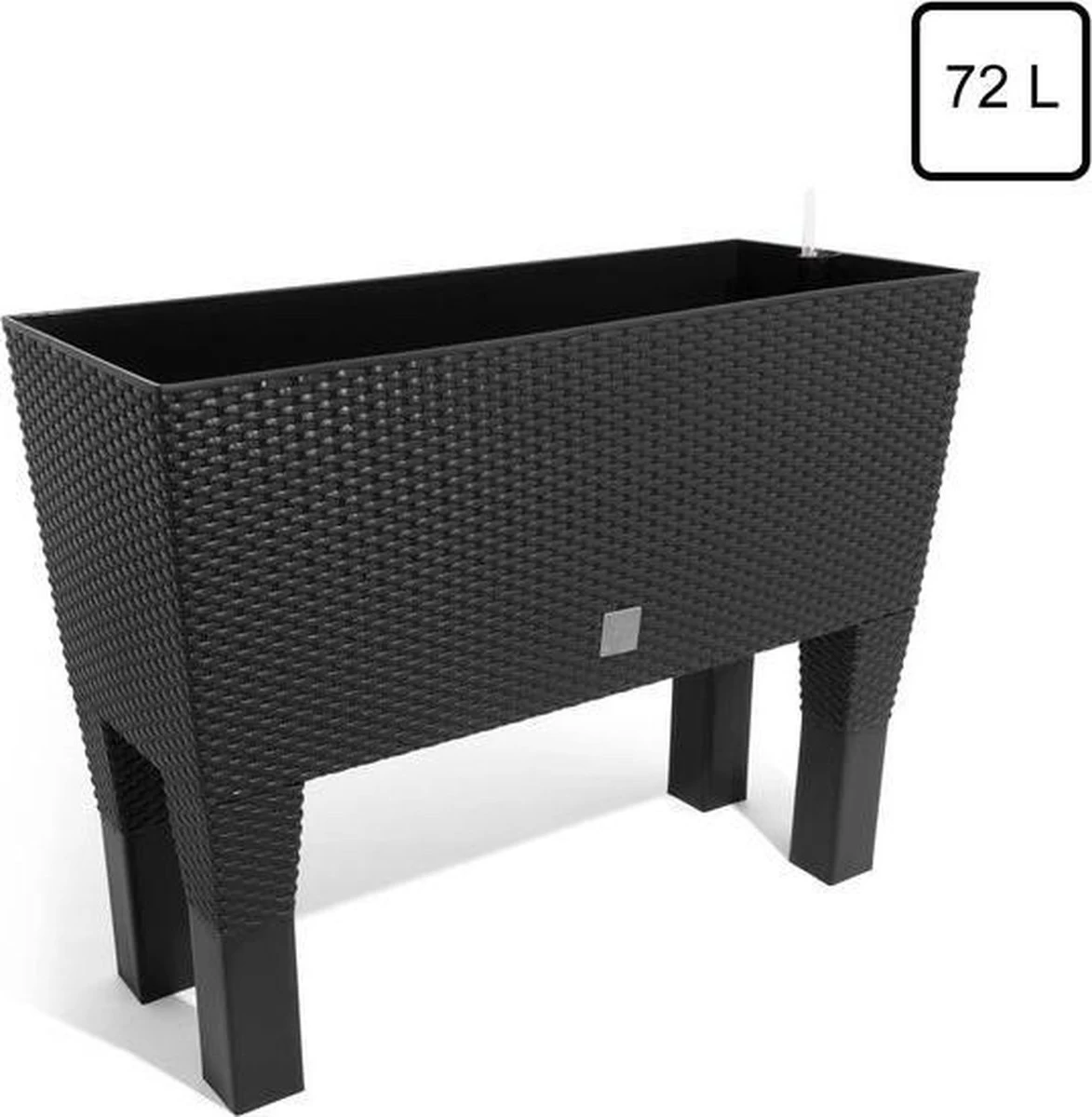 Prosperplast Kunststof Rato Plantenbak Op Poten Met Irrigatiesysteem Antraciet 80 X 33 X 62 Cm - 72 Liter - Balkonbakken/bloembakken - Afbeelding 4