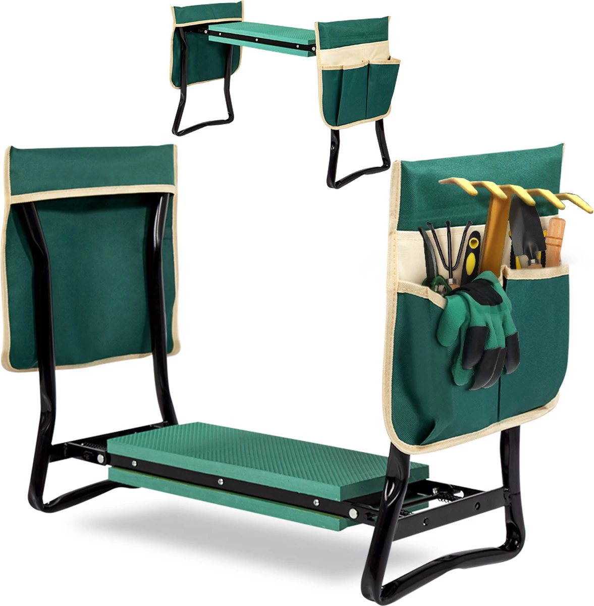 Uten - Kniebankje Tuin - Knie Steun - Tuinkruk Inklapbaar - Kniesteun Tuinieren - Kniekussen - Tot 150 Kg - Groen - Afbeelding 2