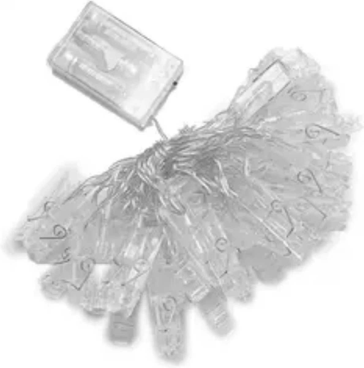 Foto Lichtsnoer Met Knijpers - Warm White - 1.5 Meter, 10 Lichtjes - LED - Wit Licht - Voor Foto's - Batterij - Afbeelding 3