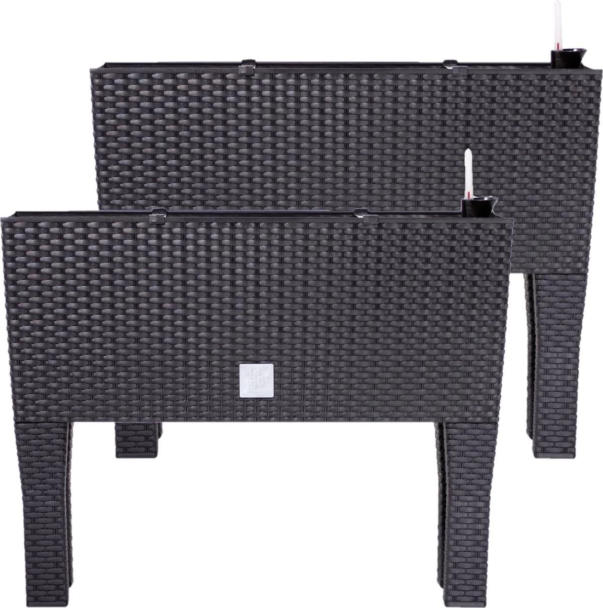 Prosperplast Kunststof Rato Plantenbak Op Poten Met Irrigatiesysteem Antraciet 80 X 33 X 62 Cm - 72 Liter - Balkonbakken/bloembakken - Afbeelding 3