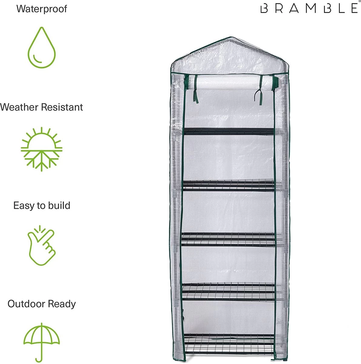 Bramble - Tuinkassen - 5 Lagen - Miniserre - Draadplanken - Gemakkelijk Te Monteren - 69 X 49 X 193 Cm - Afbeelding 2