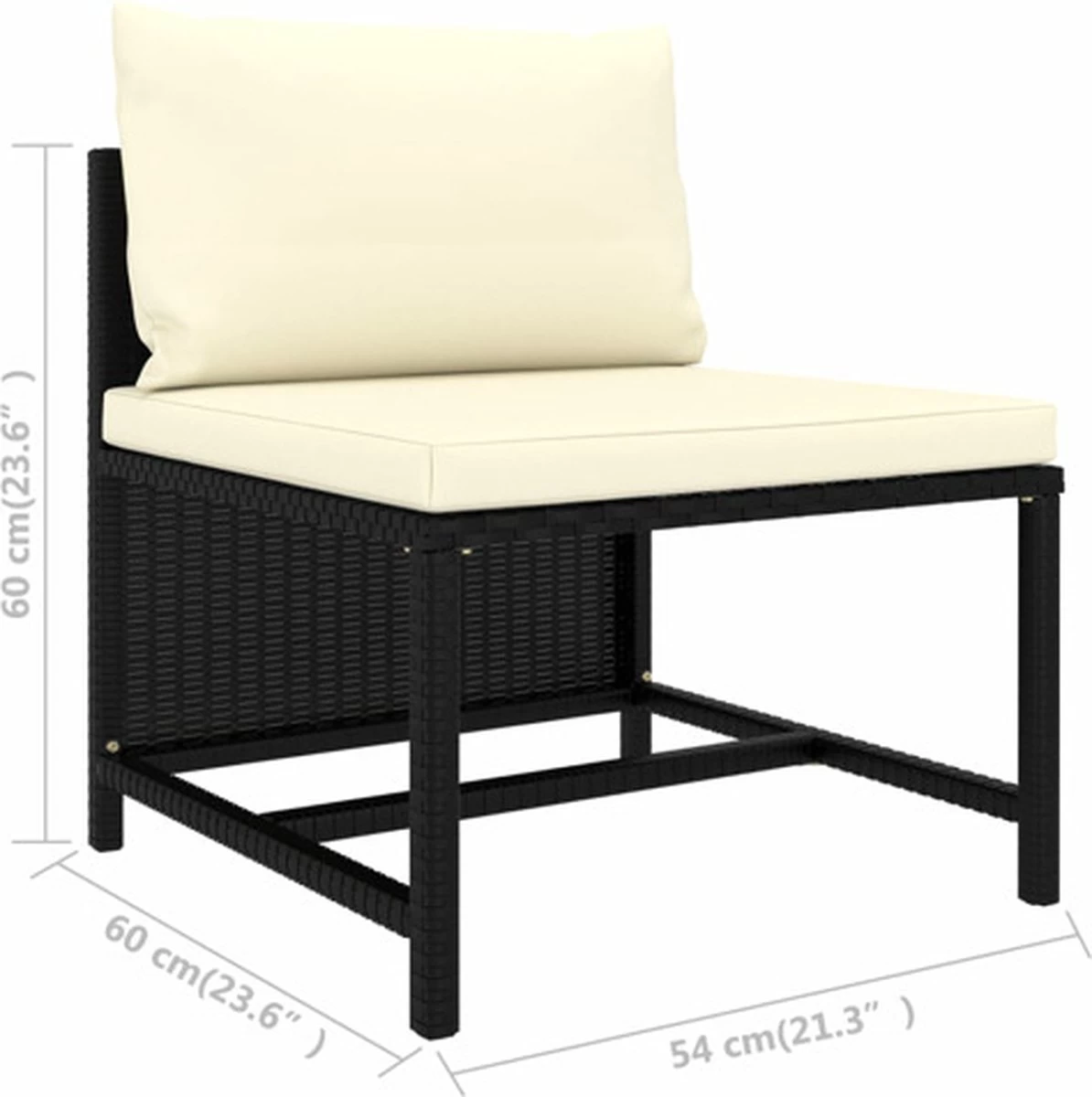 VidaXL 4-delige Loungeset Met Kussens Poly Rattan Zwart - Afbeelding 4