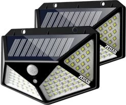 Buitenlamp Met Bewegingssensor Op Zonne Energie - Buitenverlichting Met Dag Nacht Sensor - Solar Wandlamp Buiten - 2 Stuks Van Zedar