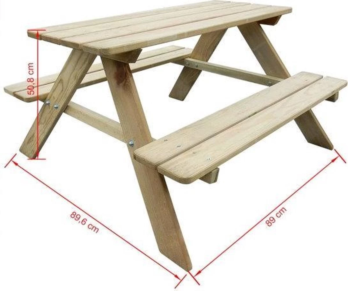 MaxxGarden Kinder Picknicktafel - 90x79x50cm - Hout - Afbeelding 8