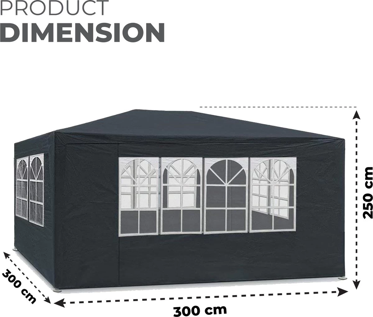 MaxxGarden Partytent - Feesttent Paviljoen - 3x3m - Antraciet - Afbeelding 5