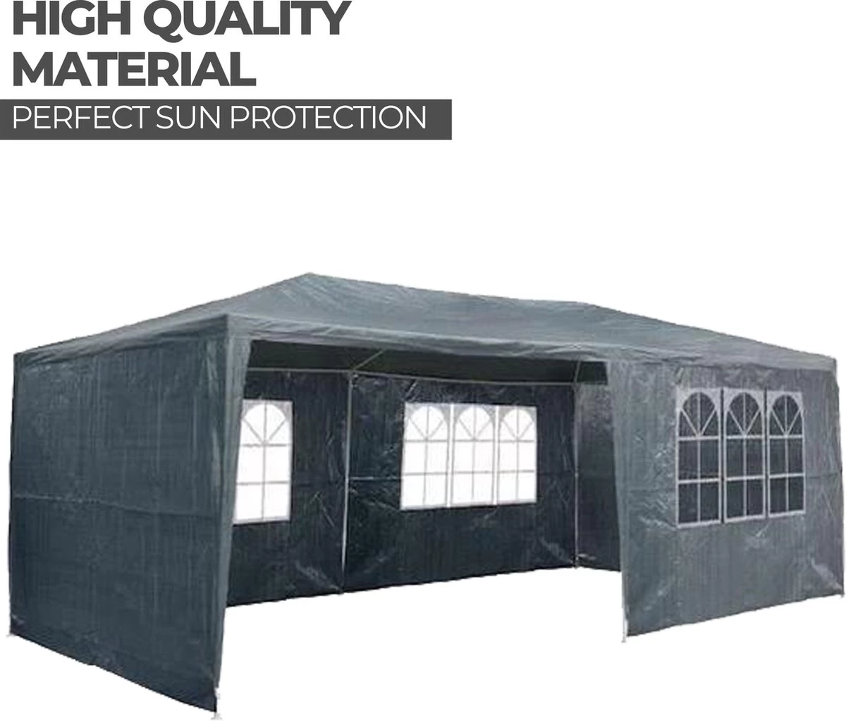 MaxxGarden Partytent - Paviljoen - 3x6m - Incl. Zijwanden - Waterdicht - Antraciet - Afbeelding 5