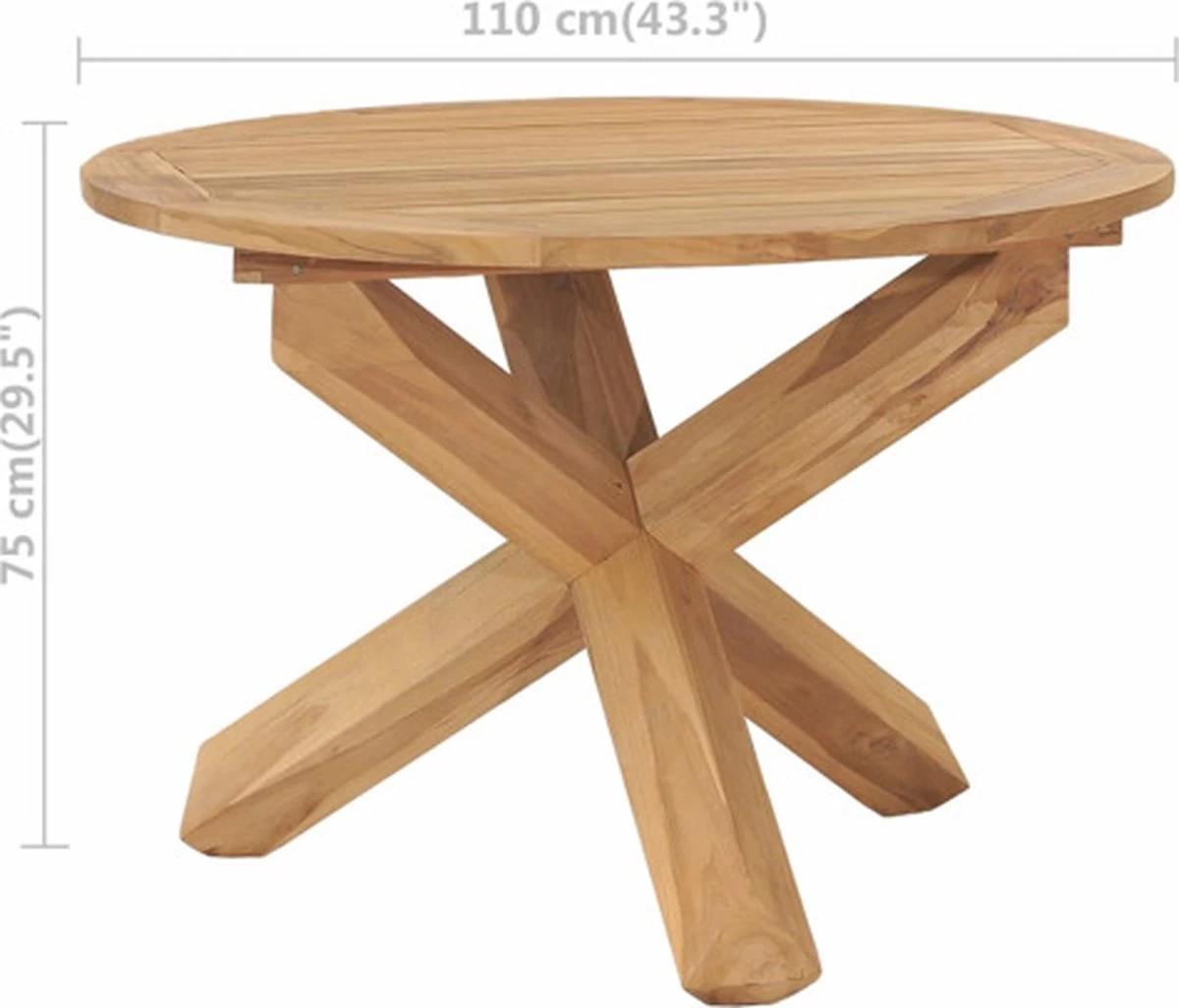 VidaXL Tuintafel Ø110x75 Cm Massief Teakhout - Afbeelding 6