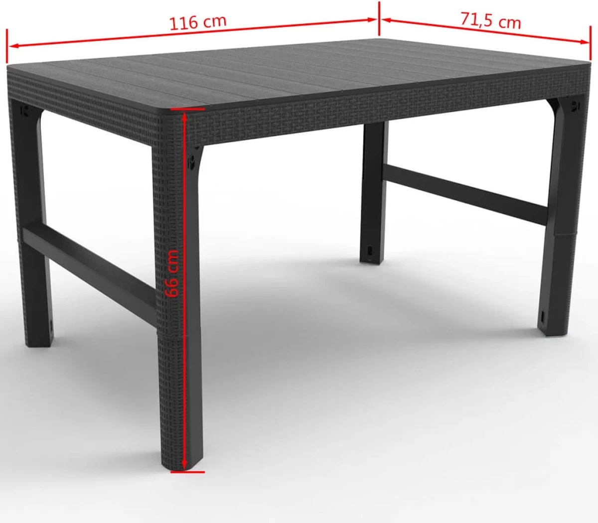 Allibert Lyon Tuintafel - 116x71,5x66/40 Cm - Grafiet - Afbeelding 10