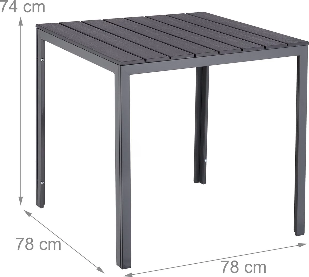 Relaxdays Tuintafel Vierkant - Grijze Buitentafel - Eettafel Tuin - Moderne Balkontafel - Afbeelding 8