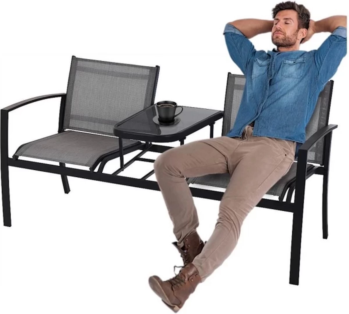 Pro Garden ProGarden Tuinbankje Met Tafel Tweepersoons - Afbeelding 3