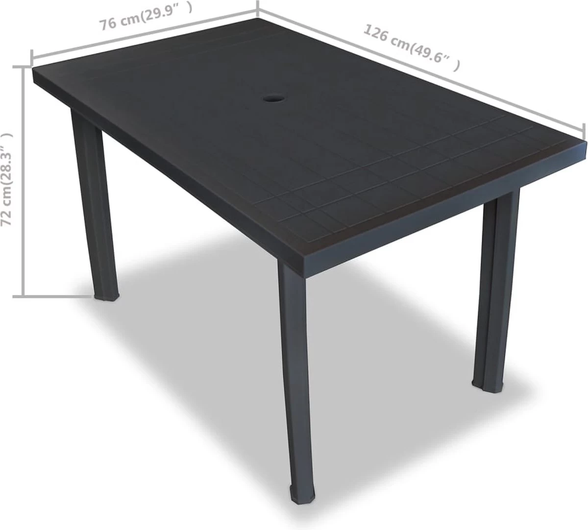VidaXL Tuintafel 126x76x72 Cm Kunststof Antraciet - Afbeelding 8