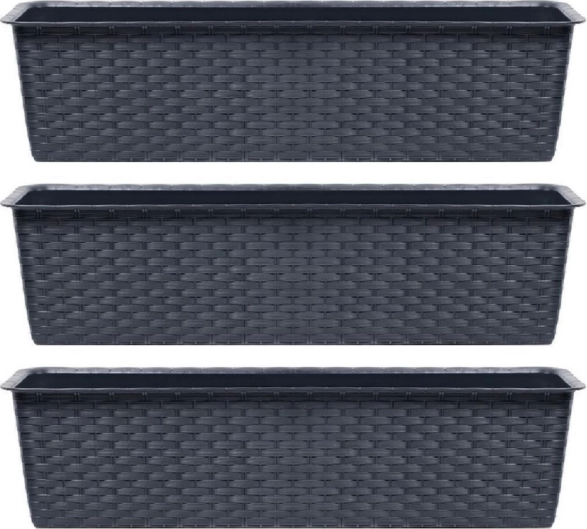 Merkloos 4x Ratolla Rotan Plantenbak/bloembak Antraciet 6.3 Liter - Tuin Decoraties