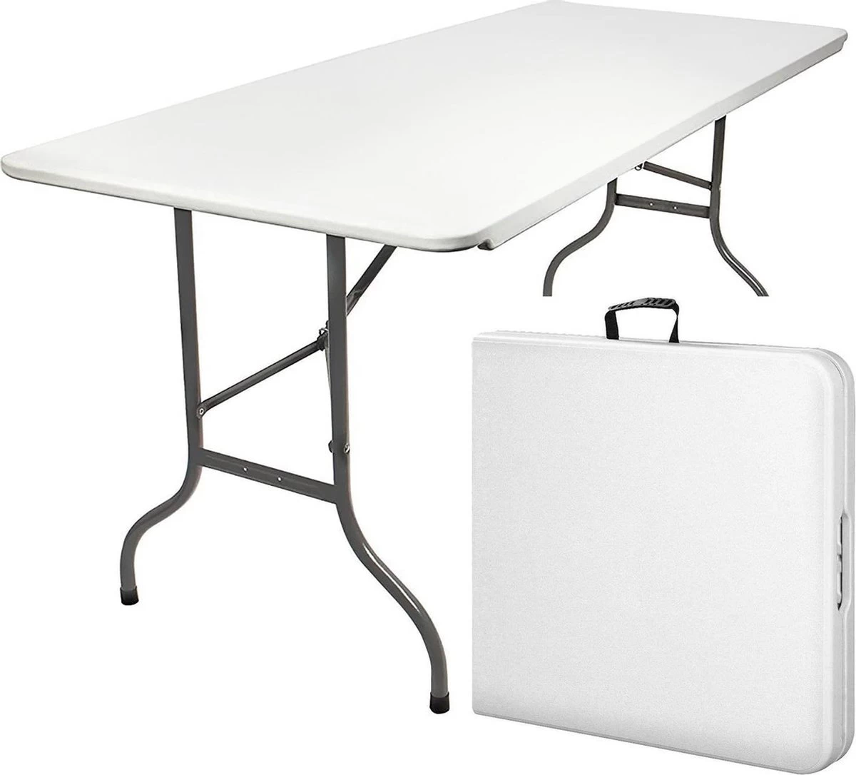 MaxxGarden Vouwtafel - Opvouwbare Kampeer Tafel - Tuin - Camping - Binnen - Weersbestendig - 180 X 74 X 74cm- Wit - Afbeelding 2