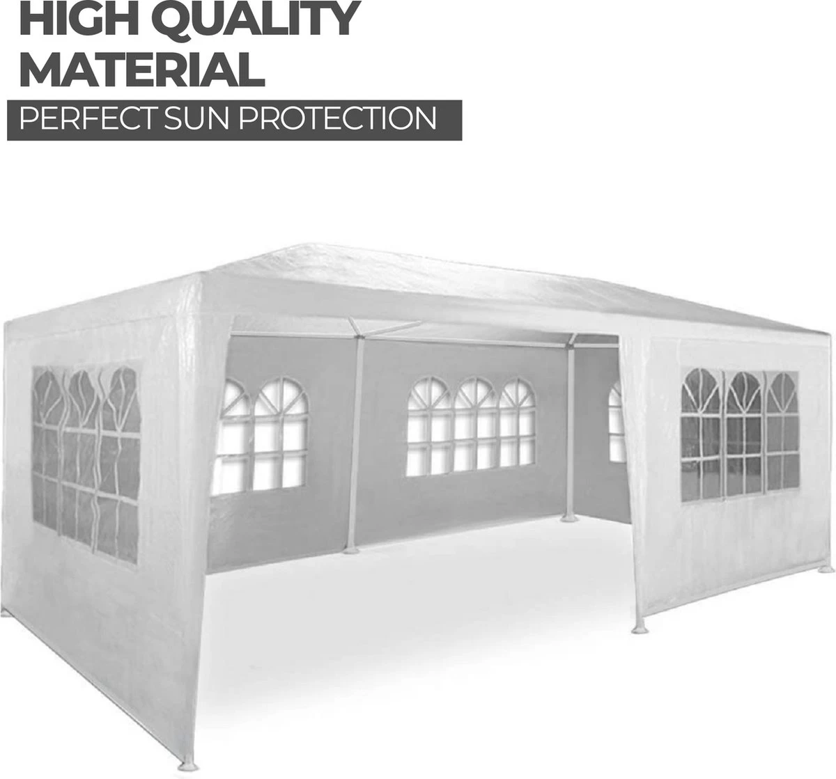 MaxxGarden Partytent - Paviljoen - 300 X 600 X 250 Cm - Met Zijwanden - Waterdicht Pro - 32mm Buizen – Wit - Afbeelding 3