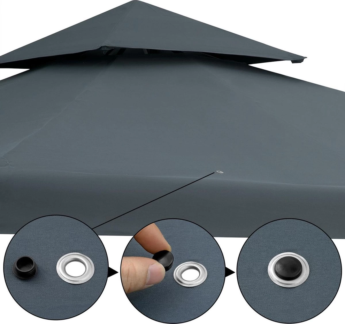 Casaria Paviljoen Lorca 3x3m - UV-bescherming 50+ Metaal - Antraciet - Afbeelding 8