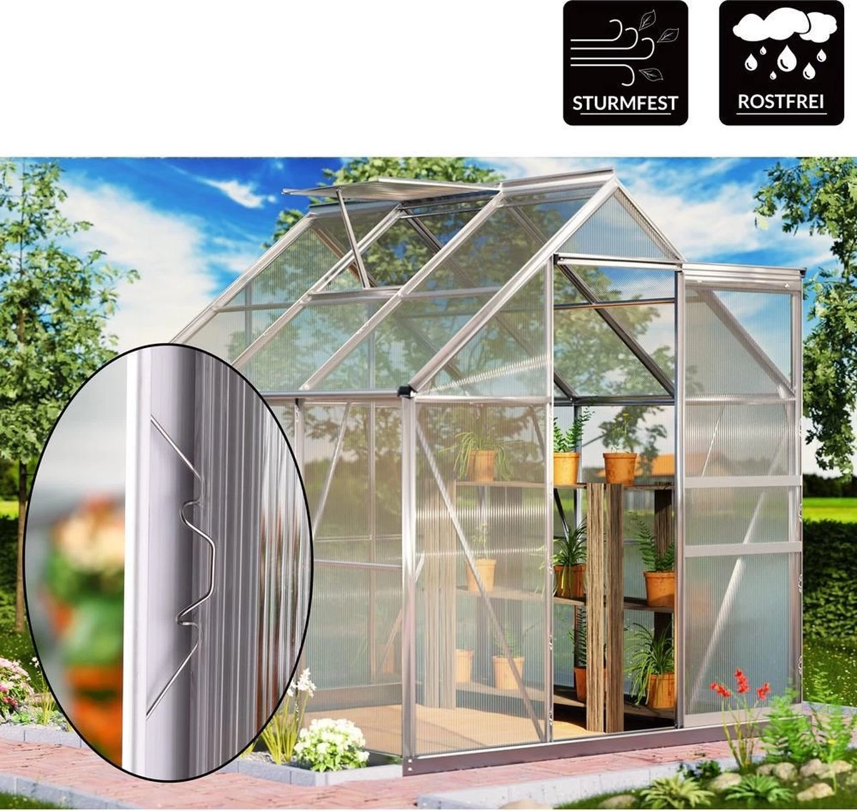 Deuba Broeikas Glasklemmen – 100 Stuks 85x30mm – RVS Zilver - Afbeelding 4