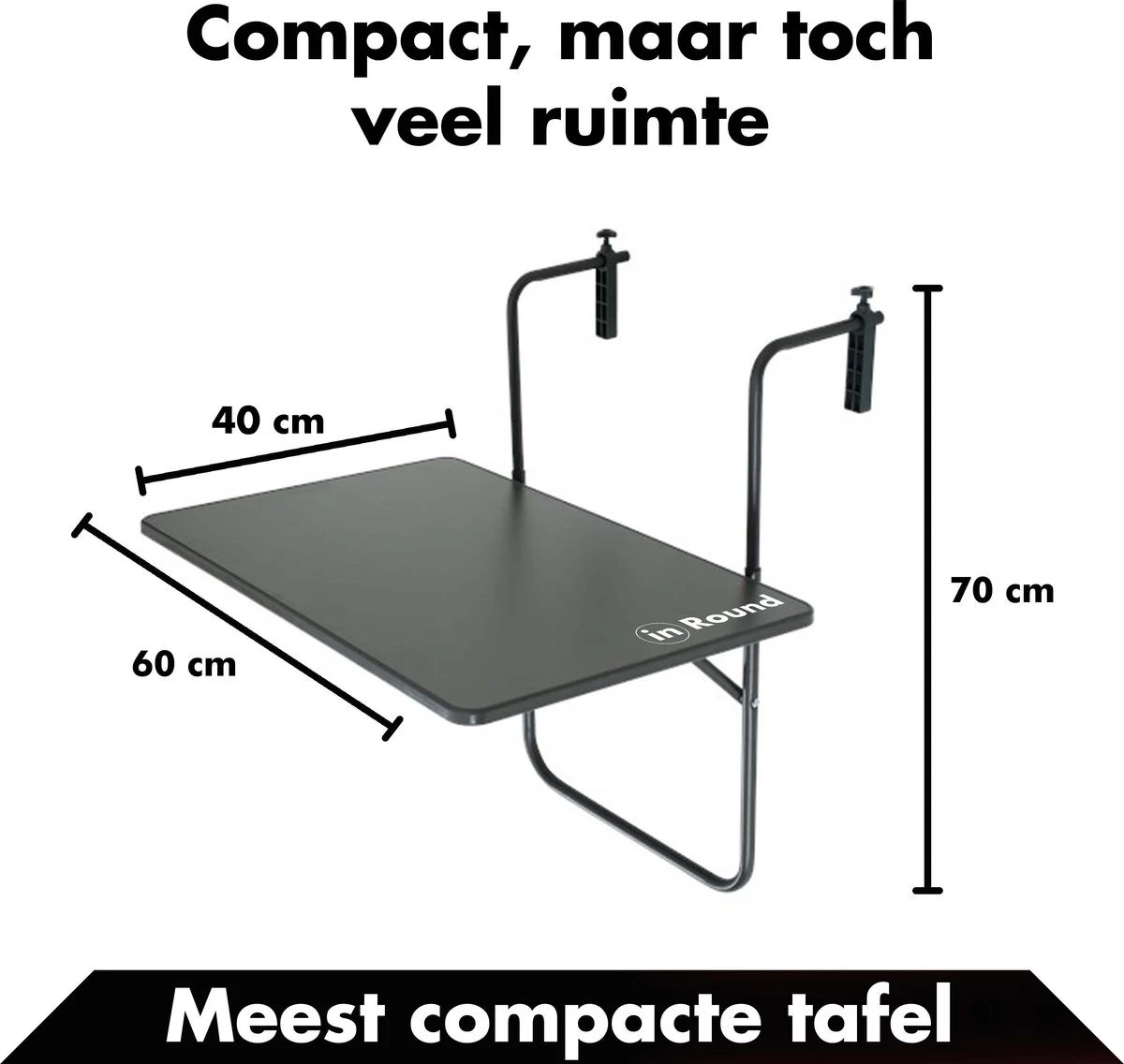 Balkontafel Inklapbaar – Zwart – 60 X 60 X 70 Cm – Hout Balkontafeltje Hangend Balkonbar Balkontafels Opklapbaar Hangtafel Balcony Table – Ophangbaar Voor Aan Het Balkon – Vouwtafel Wandtafel Inklapbare Tafel – Bijzettafel – Buiten Tafeltje Klaptafel - Afbeelding 6