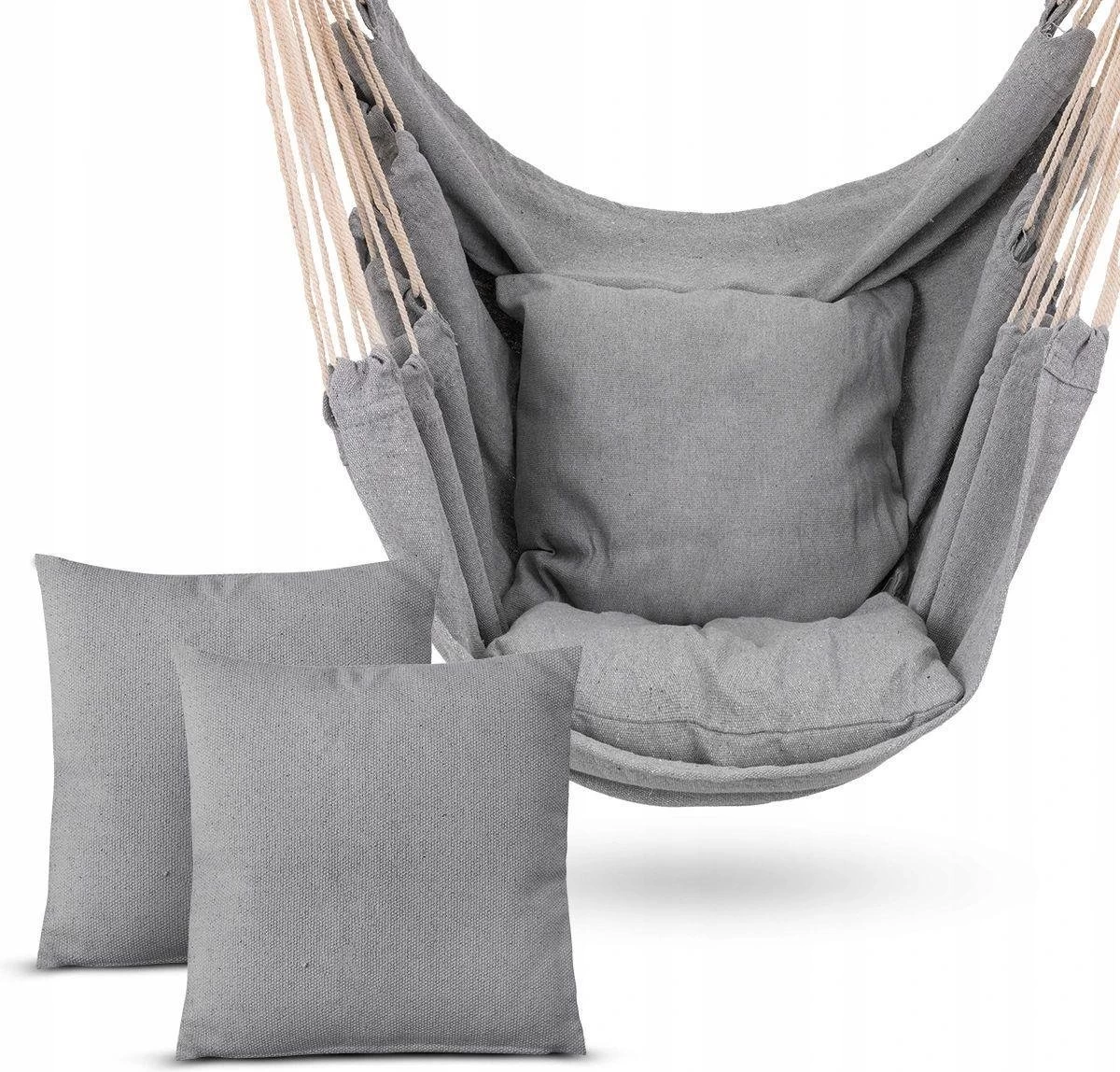 RENALUX Hangstoel Buiten En Binnen - Hangstoel Voor Binnen - Hangstoel Zonder Standaard - Hangstoel Cocoon - Gratis 2 Zachte Kussens - 150 KG - Grijs - Afbeelding 7