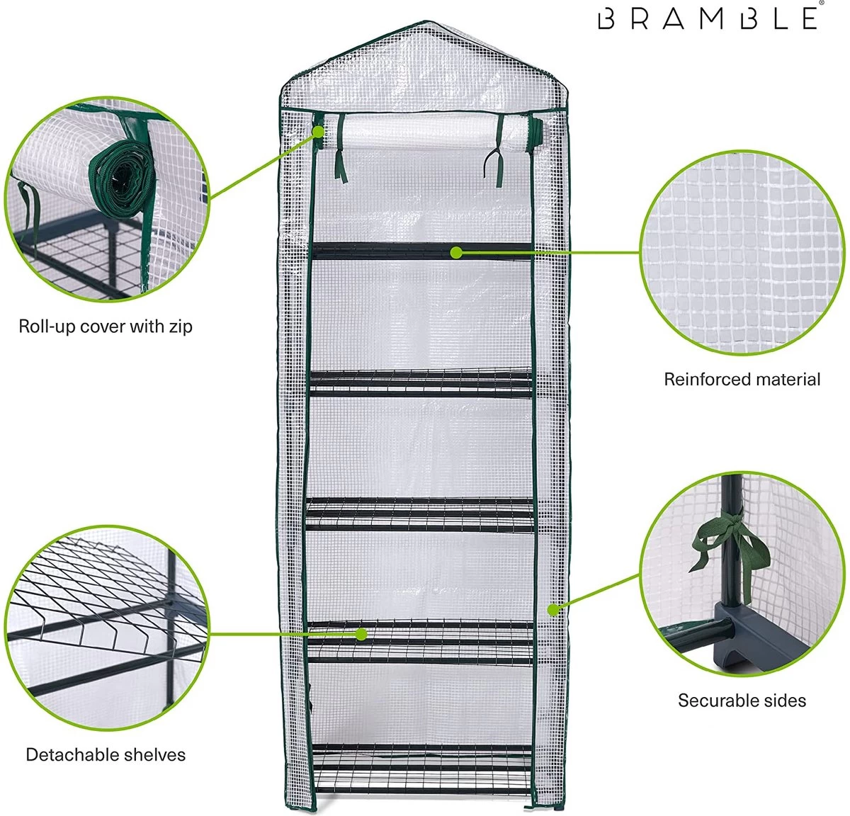 Bramble - Tuinkassen - 5 Lagen - Miniserre - Draadplanken - Gemakkelijk Te Monteren - 69 X 49 X 193 Cm - Afbeelding 6