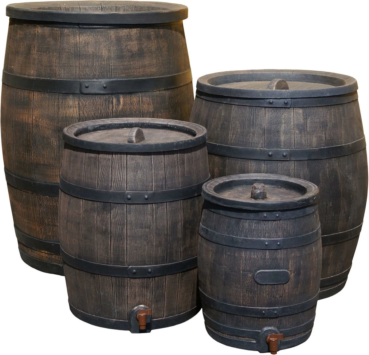 Exellent Regenton Met Voet, Houtlook, 120 Liter, Incl. Regenton Vulautomaat En Kraan - Afbeelding 2