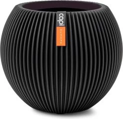 Capi Europe - Vaas Bol Groove - 29x26 - Zwart - Bloempot Voor Binnen - BGVBL104