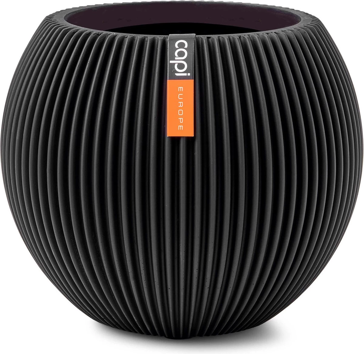 Capi Europe - Vaas Bol Groove - 29x26 - Zwart - Bloempot Voor Binnen - BGVBL104
