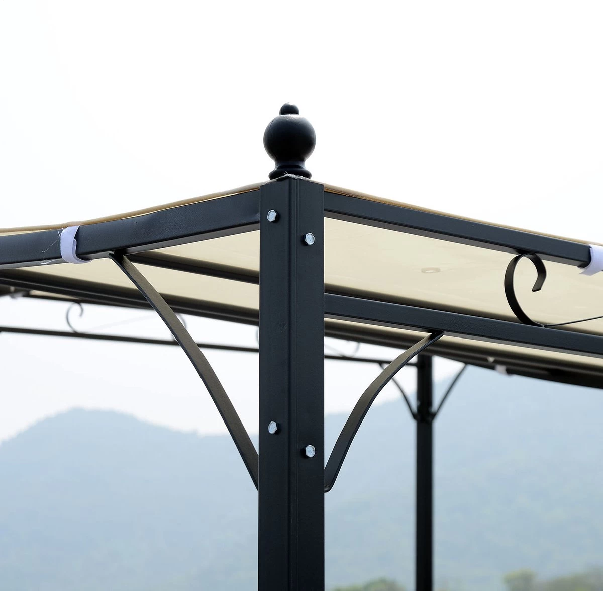 Outsunny Pergola Partytent Paviljoen Overkapping Tent Metaal Crème 297x297 Cm 84C-038 - Afbeelding 5