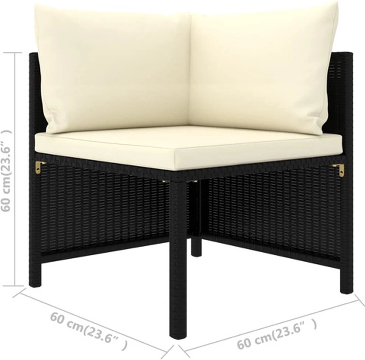 VidaXL 4-delige Loungeset Met Kussens Poly Rattan Zwart - Afbeelding 2