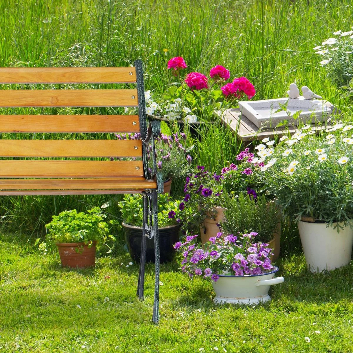 Relaxdays Tuinbank - Gietijzer - Parkbank - Tweezitter - Balkon & Terras - Houten Bank - Afbeelding 3