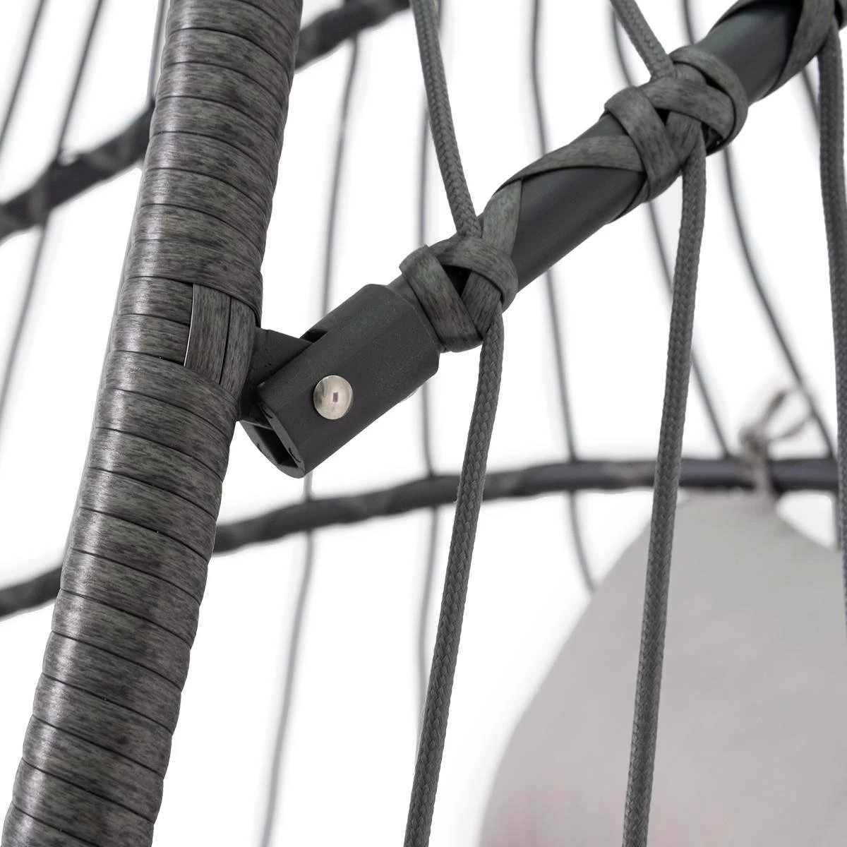 Pro Garden Lowander Hangstoel Egg 191x126x126- Schommelstoel Met Rattan Cocoon En Robuust Stalen Standaard Incl. Kussens - Volledig Inklapbaar - Lichtgrijs - Afbeelding 10