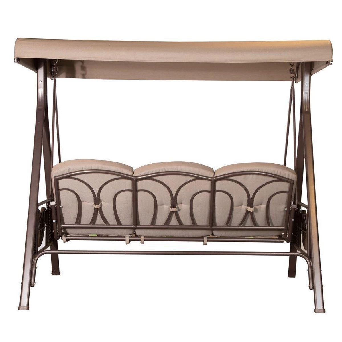 SORARA® Luxe Schommelbank Met Zonnescherm - Bruin - Zware Kwaliteit. - Afbeelding 3